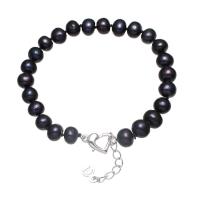Freshwater Cultured Pearl Bracelet Freshwater Pearl with Brass Potato platinum color plated black 8-9mm Sold Per Approx 7.5 Inch Strand