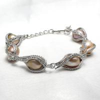 Freshwater Cultured Pearl Bracelet Freshwater Pearl with Brass Rice platinum color plated for woman Sold Per Approx 7.5 Inch Strand
