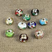 Cloisonne Pärlor, Flat Round, handgjord, fler färger för val, 14x10mm, Hål:Ca 1.5mm, 30PC/Bag, Säljs av Bag