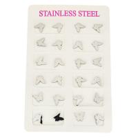 Stainless Steel Stud Earrings, Butterfly, original color, 9x8mm, 12Pairs/Lot, Sold By Lot