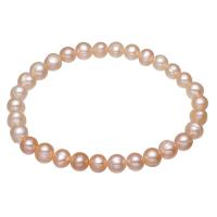 Freshwater Cultured Pearl Bracelet Freshwater Pearl with Elastic Thread Potato for woman pink 7-8mm Sold Per Approx 7.5 Inch Strand