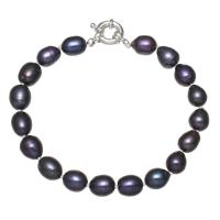 Freshwater Cultured Pearl Bracelet Freshwater Pearl with Brass Rice platinum color plated for woman black 8-9mm Sold Per Approx 7.5 Inch Strand