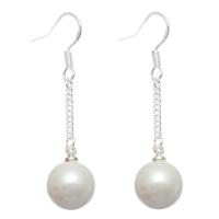 South Sea Shell Earring with Brass Round silver color plated for woman white 40mmuff0c10mm Sold By Pair
