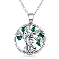 Tree Of Life Necklace 925 Sterling Silver tree of life design & oval chain & micro pave cubic zirconia & for woman Sold Per Approx 18 Inch Strand