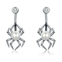 South Sea Shell Earring 925 Sterling Silver with Shell Pearl Spider & micro pave cubic zirconia & for woman Sold By Pair