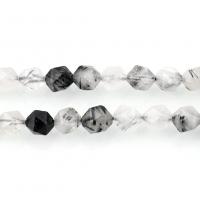 Φυσικό χαλαζία κοσμήματα χάντρες, Μαύρο χαλαζιακό χαλαζία, φυσικό & διαφορετικό μέγεθος για την επιλογή & πολύπλευρη, Τρύπα:Περίπου 1mm, Sold Per Περίπου 14.5 inch Strand