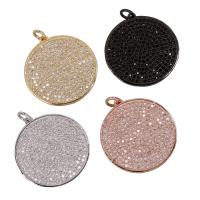 Zinc Alloy Pendants Brass Flat Round plated micro pave cubic zirconia nickel lead & cadmium free Approx 3mm Sold By PC
