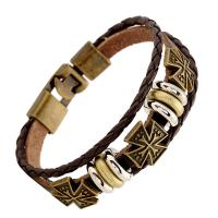 Unisex Bracelet PU Leather with Non Magnetic Hematite & Zinc Alloy antique bronze color plated Sold Per Approx 7 Inch Strand