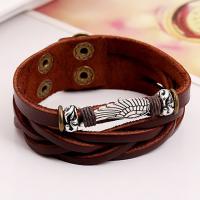 Leather Cord Bracelet with Waxed Linen Cord & Zinc Alloy Wing Shape Unisex & adjustable Sold Per Approx 10.5 Inch Strand