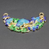 Tibetan Style Connector, gold color plated, imitation cloisonne & enamel & 1/1 loop, more colors for choice, lead & cadmium free, 42x27mm, Hole:Approx 1.5mm, 10PCs/Bag, Sold By Bag