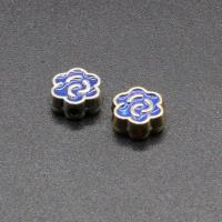 Imitation Cloisonne Zinc Alloy Beads Flower plated enamel lead & cadmium free 7mm Approx 1.5mm Sold By Bag