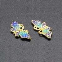 Animal Zinc Alloy Connector Butterfly gold color plated imitation cloisonne & enamel & 1/1 loop lead & cadmium free Approx 1.5mm Sold By Bag