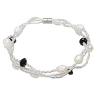 Freshwater Cultured Pearl Bracelet Freshwater Pearl with Crystal & Glass Seed Beads Rice for woman & faceted 5-6mm Sold Per Approx 7 Inch Strand