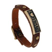 Unisex Bracelet Leather with Zinc Alloy adjustable & with letter pattern Sold Per Approx 9.5 Inch Strand