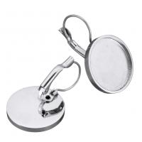 Stainless Steel Lever Back Earring Blank Flat Round hand polished original color 20mm 19mm Inner Approx 18mm Sold By Lot