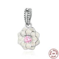 925 Sterling Silver European Pendant Flower for woman & epoxy gel & without troll & with rhinestone Approx 4.5-5mm Sold By PC