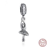 Thailand Sterling Silver European Pendant Dancing Girl for woman & without troll & with cubic zirconia Approx 4.5-5mm Sold By PC