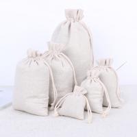 Cotton Fabric Drawstring Pouches with Waxed Cotton Cord Sold By Bag