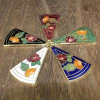 Cloisonne Pendants Triangle 24K gold plated Approx 1mm Sold By Bag