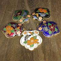 Cloisonne Pendants 24K gold plated Approx 1mm Sold By Bag