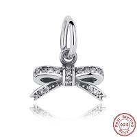 Thailand Sterling Silver European Pendant Bowknot micro pave cubic zirconia & for woman & without troll Approx 4.5-5mm Sold By PC