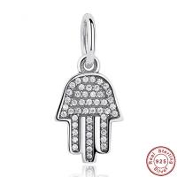 Thailand Sterling Silver European Pendant Hand micro pave cubic zirconia & without troll Approx 4.5-5mm Sold By PC