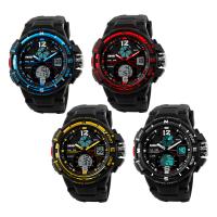 SKmei® Reloj para hombre, silicona, con dial de plástico & acero inoxidable, chapado, 30M resistente al agua & ajustable & LED, más colores para la opción, 49x51x15mm, longitud aproximado 9.8 Inch, Vendido por UD