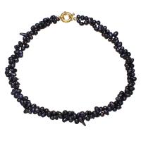 Natural Freshwater Pearl Necklace with Zinc Alloy for woman &  black 5-16mm Sold Per Approx 17 Inch Strand