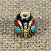 Indonesien Beads, med Syntetisk Turkis & Messing, Oval, 13x10mm, Hole:Ca. 1-2mm, 10pc'er/Bag, Solgt af Bag