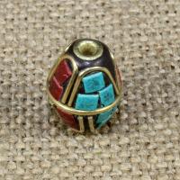 Indonesia Beads with Turquoise & Brass Oval Approx 1-2mm Sold By Bag