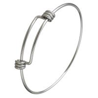 Bracelete de aço inoxidável, ajustável & para mulher, cor original, 2mm, Diametro interno:Aprox 65x57mm, 10PCs/Lot, vendido por Lot