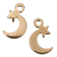 Stainless Steel Pendants, Moon and Star, rose gold color plated, 7x12x1mm, Hole:Approx 1.5mm, 100PCs/Lot, Sold By Lot