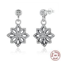 Thailand Sterling Silver Drop Earring Snowflake micro pave cubic zirconia & for woman Sold By Pair