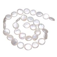Keishi kultivované sladkovodní perle, Sladkovodní Pearl, Tlačítko, přírodní, bílý, 11-12mm, Otvor:Cca 0.8mm, Prodáno za Cca 14.5 inch Strand