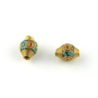 Indonesien Beads, med Messing, Horse Eye, guldfarve belagt, 20x16mm, Hole:Ca. 1-2mm, Solgt af PC