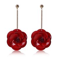 Acrylic Drop Earring with plastic earnut & Zinc Alloy stainless steel post pin Flower gold color plated for woman Sold By Pair