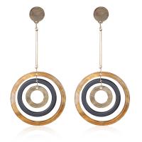 Acrylic Drop Earring with plastic earnut & Zinc Alloy stainless steel post pin Donut gold color plated for woman lead & cadmium free Sold By Pair