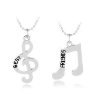 Zinc Alloy Jewelry Necklace Music Note platinum color plated Unisex & ball chain & with letter pattern lead & cadmium free  Length Approx 19.5 Inch Sold By Pair