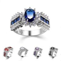 Mässing Finger Ring, platinerade, Unisex & olika storlek för val & med cubic zirconia, fler färger för val, nickel, bly och kadmium gratis, Säljs av PC