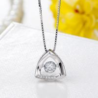 Cubic Zirconia Micro Pave 925 Sterling Silver Pendant Triangle platinum plated micro pave cubic zirconia & for woman Approx 1-3mm Sold By PC
