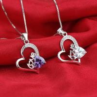 Cubic Zirconia Micro Pave 925 Sterling Silver Pendant Heart word love plated micro pave cubic zirconia & for woman Approx 1-3mm Sold By PC