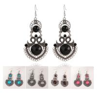 Resin Earring Zinc Alloy with Resin iron earring hook antique silver color plated for woman & with rhinestone lead & cadmium free Sold By Pair