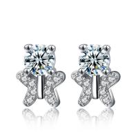 Cubic Zirconia Micro Pave Sterling Silver Earring 925 Sterling Silver Butterfly platinum plated micro pave cubic zirconia & for woman Sold By Pair