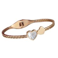 Stainless Steel Bangle Heart gold color plated & for woman & hollow 3.30mm Inner Approx 60.5mm Sold By PC