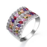 Cubic Zircon Brass Finger Ring platinum plated Unisex & with cubic zirconia nickel lead & cadmium free Sold By PC