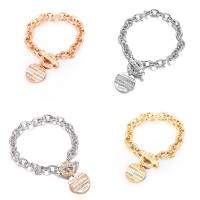 Zinc Alloy Bracelet Flat Round word love plated Unisex & with rhinestone lead & cadmium free 40mm Sold Per Approx 8.5 Inch Strand