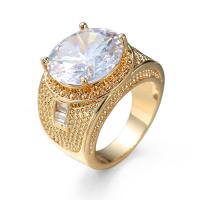 Cubic Zircon Brass Finger Ring gold color plated Unisex & with cubic zirconia nickel lead & cadmium free Sold By PC