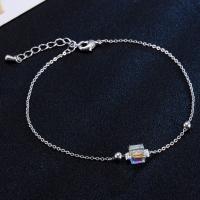 Iron Anklet Crystal with iron chain platinum color plated oval chain & for woman Sold Per Approx 7.5 Inch Strand