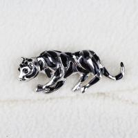 Rhinestone Brooch Zinc Alloy Tiger platinum color plated for woman & enamel & with rhinestone lead & cadmium free 50mm Sold By PC
