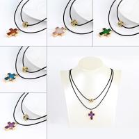 Agate Necklace Zinc Alloy with Waxed Linen Cord & Ice Quartz Agate with 5cm extender chain Cross gold color plated druzy style & for woman & with rhinestone & multi-strand lead & cadmium free 23mm Sold Per Approx 17.5 Inch Strand